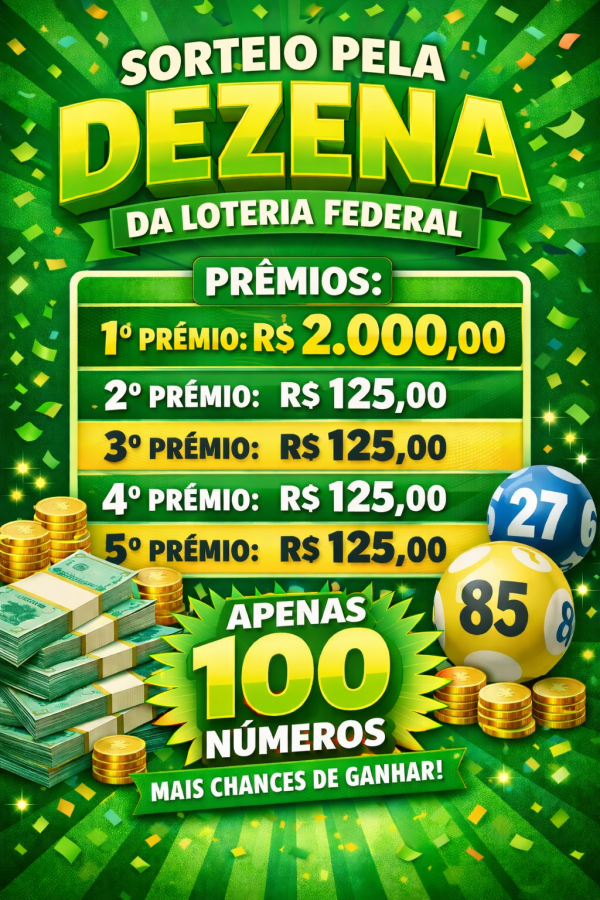 2 mil no pix + 4 prêmios de 125,00