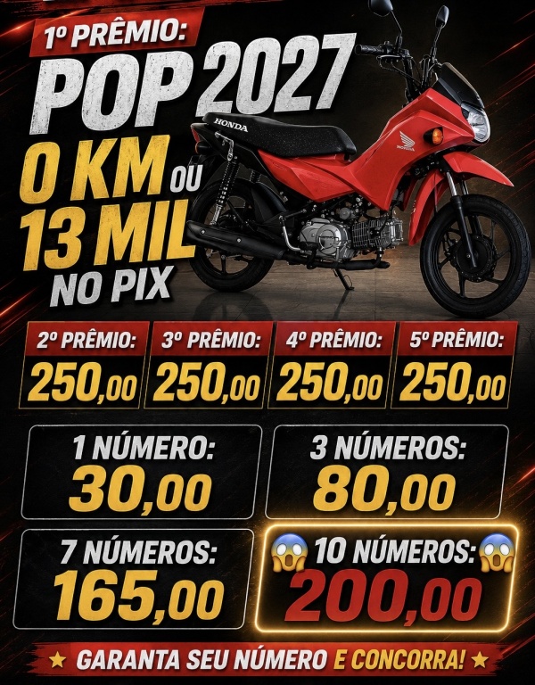 Pop 2027 0KM ou 13 mil no pix